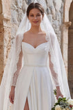 Vestido de novia bohemio de manga larga de manga larga con abertura