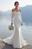 Vestido largo de novia de coraje sirena con encaje de marfil