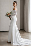 Vestido de novia de encaje largo aplicado con marifil de Sirena