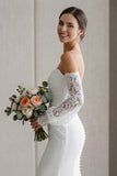 Vestido de novia de encaje largo aplicado con marifil de Sirena