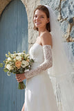 Vestido de novia largo de gasa tirantes sin tirantes en línea A de marfil con abertura