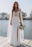 Vestido largo de novia de satén apasionado sirena de marfil con abertura