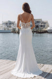 Vestido largo de novia de satén apasionado sirena de marfil con abertura