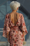 Vestido de Madre de la Novia con enfunda floral rosa polvoriento y manga larga