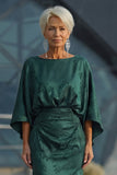 Vestido de madre de la novia enfundado de Jacquard de pino con manga media
