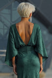 Vestido de madre de la novia enfundado de Jacquard de pino con manga media