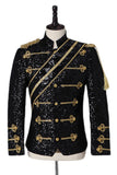 Trajes de hombre negro de un solo pecho con lentejuelas