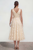 Vestido midi floral midi de escote en V lila con lazo