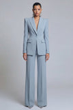 Trajes de solapa de dos piezas con solapa Peak Grey Blue y mangas