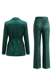 Traje de graduación de dos piezas, floral verde oscuro con solapa muescada y pierna ancha con cinturón