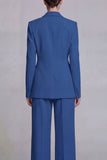 Traje de graduación azul oscuro con solapa muescada de dos piezas, pierna ancha y pecho simple