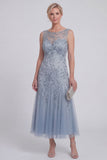 Vestido largo de Madre de la Novia Verde Oscuro Floral Floral A Line Ablad Boat Neck