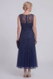 Vestido largo de Madre de la Novia Verde Oscuro Floral Floral A Line Ablad Boat Neck