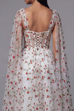 Vestido de invitado Midi Corsé A-Line transparente flor marfil rojo marfil