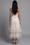 Vestido Midi floral A-Line con aplique de tul champán Sweetheart