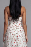 Vestido Midi floral A-Line con aplique de tul champán Sweetheart