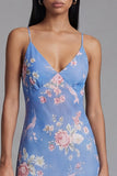 Vestido Midi asimétrico asimétrico con estampado de flores en vaina azul