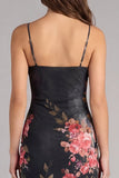 Vestido midi floral estampado con tirantes finos negros bodycon