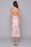 Vestido midi floral con tirantes finos rosa Bodycon brillantes