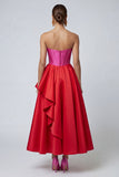 Corsé Midi de línea A sin tirantes fucsia y rojo