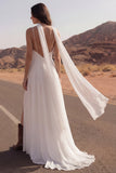 Tirantes finos: Vestido de novia de playa Maxi de marfil con abertura