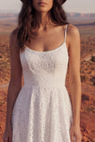 Vestido de novia bohemio alto y bajo de encierro floral con tirantes finos A