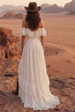 Vestido de novia Maxi Beach de línea A A, con volantes