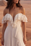 Vestido de novia Maxi Beach de línea A A, con volantes