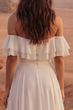 Vestido de novia Maxi Beach de línea A A, con volantes