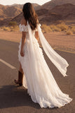 Vestido de novia Maxi Beach de la línea A Floral con volantes