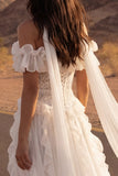 Vestido de novia Maxi Beach de la línea A Floral con volantes