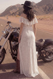Vestido de novia bohemio largo de marfil floral con funda