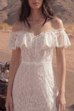Vestido de novia bohemio largo de marfil floral con funda