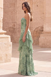 Vestido largo de baile de graduación con lentejuelas de sirena verde salvia