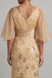 Vestido de Madre de la Novia de Champán de Lentejuelas de Sirena
