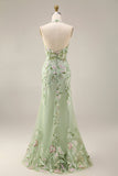 Corsé transparente Sage Sage Dusty Swear Largo Vestido de Baile Largo bordado con abertura