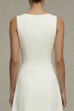 Vestido de compromiso blanco sin mangas de línea A