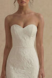 Vestido de compromiso Midi de Sirena Blanca Jacquard sin tirantes