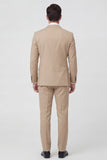 Trajes de hombre de dos piezas caqui con solapa de pico simple