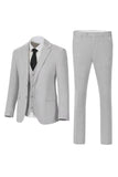 Trajes de boda de tres piezas, de solapa con solapa con muescas gris oscuro