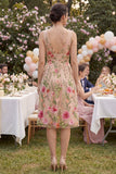 Vestido Midi floral bordado en línea A de tul con escote en V