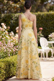 Vestido Maxi A Línea Floral Amarillo Mantequilla