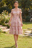 Vestido midi floral con alas fucsia rosa fucsia en línea A