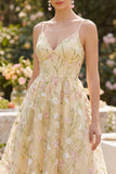 Corsé amarillo claro con tirantes finos floral A Line