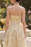 Corsé amarillo claro con tirantes finos floral A Line