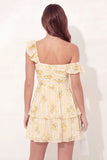 Mini vestido de graduación Mini A-Line Amarillo Floral con volantes