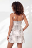 Mini vestido de graduación blanco negro de puntas en línea en A con tirantes finos