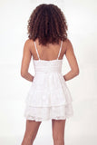 Mini vestido de graduación floral blanco de tirantes finos