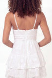 Mini vestido de graduación floral blanco de tirantes finos