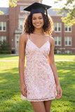 Vestido mini de graduación de lentejuelas rosa brillante